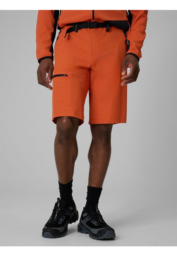 4f - 4F Spodenki trekkingowe szybkoschnące męskie - pomarańczowe XL. Kolor: pomarańczowy. Materiał: tkanina, włókno, materiał. Długość: długie. Sport: turystyka piesza