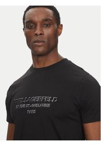 Karl Lagerfeld - KARL LAGERFELD T-Shirt 755063 552241 Czarny Regular Fit. Typ kołnierza: dekolt w karo. Kolor: czarny. Materiał: bawełna #3