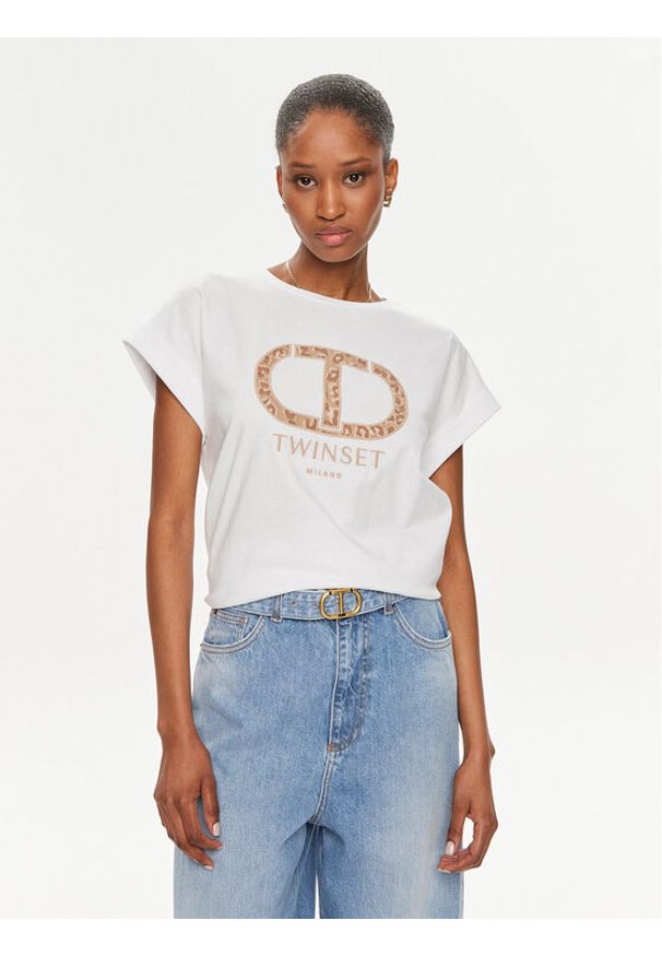 TwinSet - TWINSET T-Shirt 241TT2142 Biały Loose Fit. Kolor: biały. Materiał: bawełna