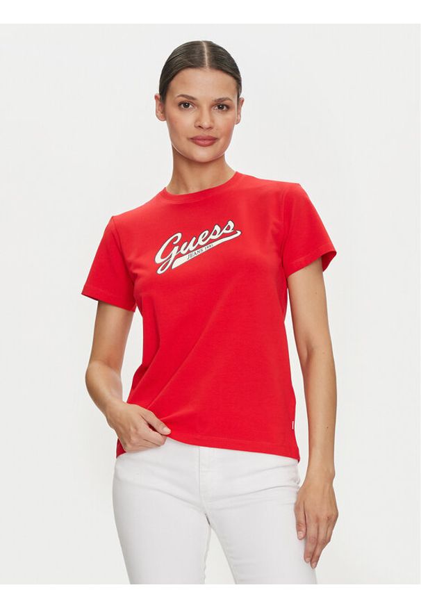 Guess Jeans T-Shirt W4YI13 J1314 Czerwony Regular Fit. Kolor: czerwony. Materiał: bawełna