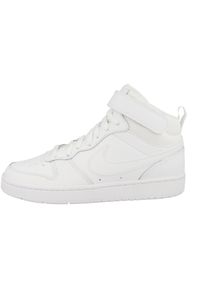 Buty do chodzenia dla dzieci Nike Court Borough Mid 2. Okazja: na co dzień. Kolor: biały, wielokolorowy, beżowy. Materiał: tkanina, materiał, skóra, syntetyk. Model: Nike Court. Sport: turystyka piesza