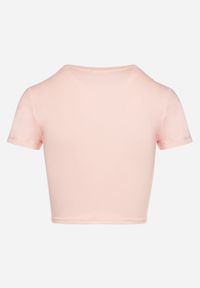 Born2be - Różowy T-shirt z Wiskozą o Dopasowanym Kroju Typu Crop Top Folirra. Okazja: na co dzień. Kolor: różowy. Materiał: wiskoza. Styl: klasyczny, casual #6