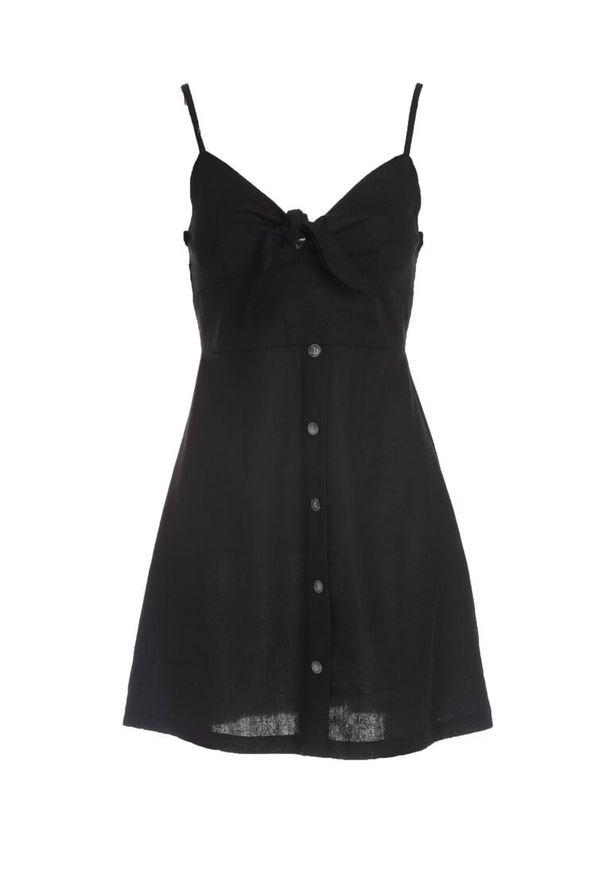 Born2be - Czarna Sukienka Unneeded. Okazja: na randkę, na imprezę. Kolor: czarny. Długość rękawa: na ramiączkach. Wzór: aplikacja. Typ sukienki: rozkloszowane. Styl: wakacyjny. Długość: mini