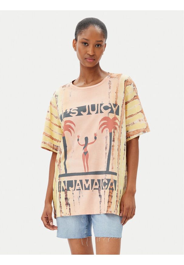 One Teaspoon T-Shirt Its Juicy In Jamaica 26940 Pomarańczowy Relaxed Fit. Kolor: pomarańczowy. Materiał: bawełna