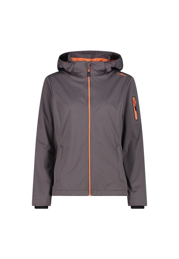 Kurtka damska turystyczna CMP 39A5016. Typ kołnierza: kaptur. Kolor: brązowy. Materiał: softshell. Sport: turystyka piesza