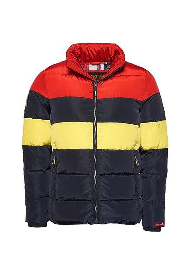 Kurtka turystyczna męska Superdry Colour Stripe Sports Puffer. Kolor: niebieski. Materiał: poliester. Sport: turystyka piesza