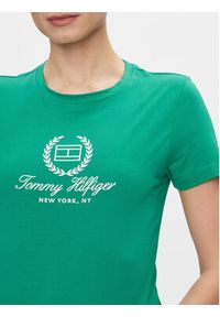 TOMMY HILFIGER - Tommy Hilfiger T-Shirt Flag Script WW0WW41761 Zielony Slim Fit. Kolor: zielony. Materiał: bawełna #4