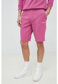 Calvin Klein szorty męskie kolor fioletowy. Kolor: fioletowy. Wzór: nadruk #1