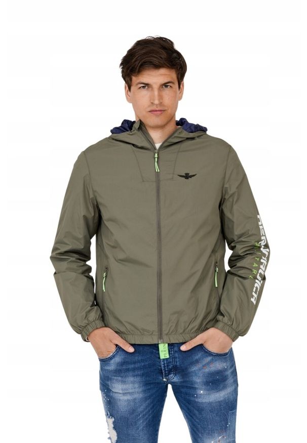 Aeronautica Militare - AERONAUTICA MILITARE Kurtka męska zielona, Rozmiar 56. Typ kołnierza: kaptur. Kolor: zielony