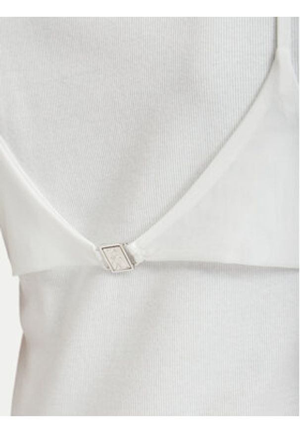 Patrizia Pepe T-Shirt 2M4522/J407-W146 Biały Slim Fit. Kolor: biały. Materiał: bawełna