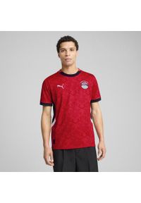 Puma - Męska koszulka domowa Egipt 2025 PUMA Red Black. Kolor: czerwony, czarny, wielokolorowy. Wzór: aplikacja