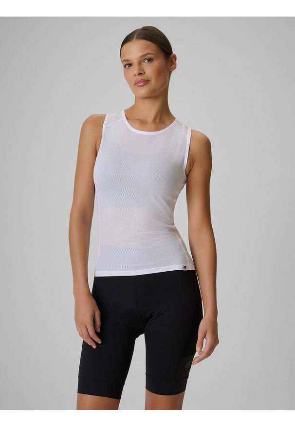 4f - 4F Potówka kolarska damska - biała S. Kolor: biały. Materiał: włókno, skóra. Długość: długie. Sport: kolarstwo