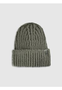 4f - 4F Czapka beanie damska - khaki S. Kolor: oliwkowy, brązowy, wielokolorowy. Materiał: dzianina, syntetyk, materiał. Sezon: zima. Styl: klasyczny, sportowy #1