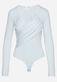 Born2be - Jasnoniebieskie Body Eleganckie z Marszczeniem Ziellea. Okazja: na co dzień. Kolor: niebieski. Materiał: jeans. Długość rękawa: długi rękaw. Długość: długie. Styl: elegancki #5