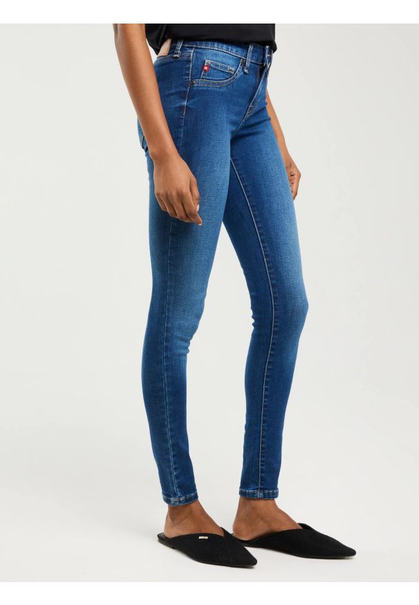Big-Star - Jeansy damskie super skinny niebieskie Destiny 358. Stan: podwyższony. Kolor: niebieski. Styl: klasyczny