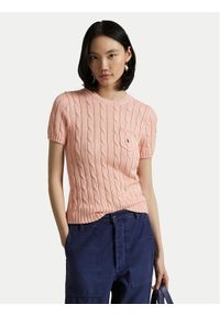 Polo Ralph Lauren Sweter 211895379017 Pomarańczowy Slim Fit. Typ kołnierza: polo. Kolor: pomarańczowy. Materiał: bawełna