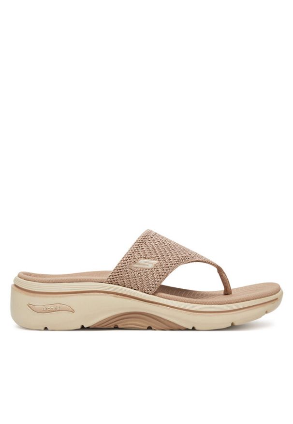 skechers - Skechers Japonki Go Walk Arch Fit 2.0 Sandal-Carrie 140861/TPE Beżowy. Kolor: beżowy. Materiał: materiał