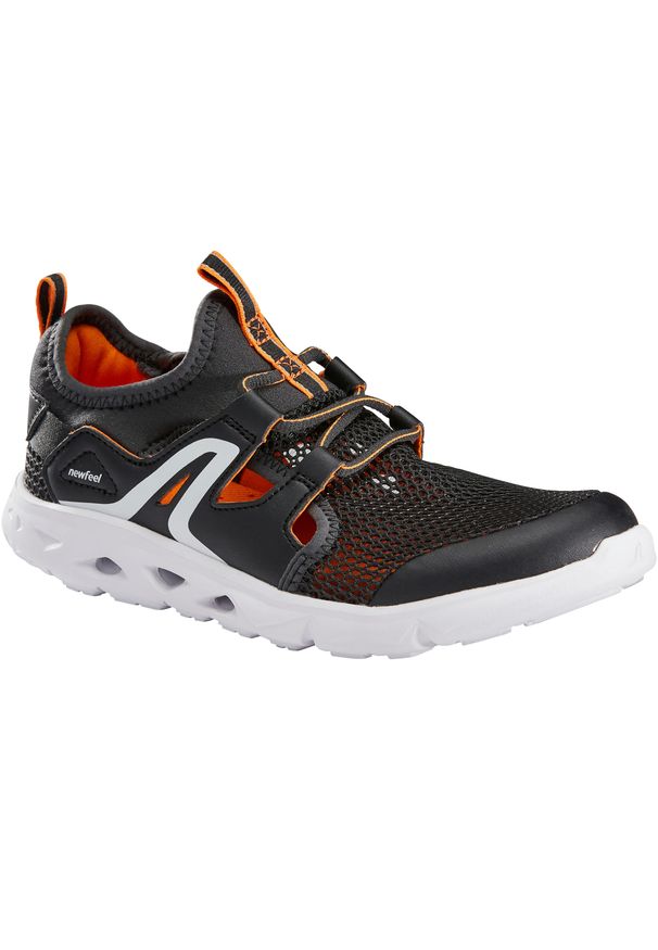 NEWFEEL - Buty do chodzenia dla dzieci Newfeel PW 500 Fresh. Kolor: pomarańczowy, biały, wielokolorowy, szary. Materiał: tkanina, materiał. Wzór: kolorowy. Sport: turystyka piesza