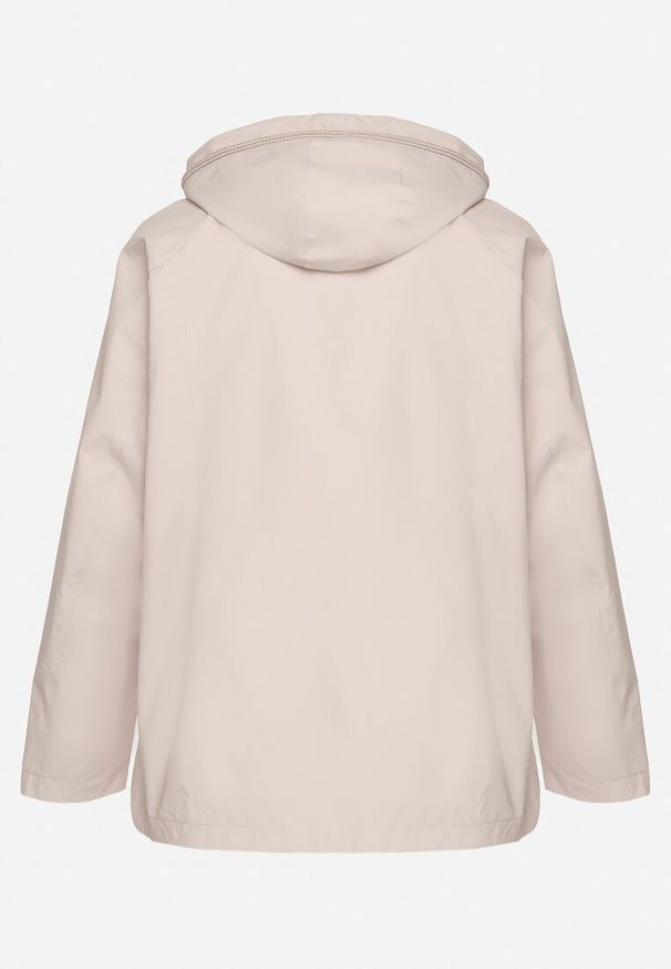 Born2be - Jasnobeżowa Kurtka Typu Wiatrówka z Podwijanymi Rękawami i Odpinanym Kapturem Adivlis. Okazja: na co dzień. Kolor: beżowy. Materiał: jeans. Styl: klasyczny, casual