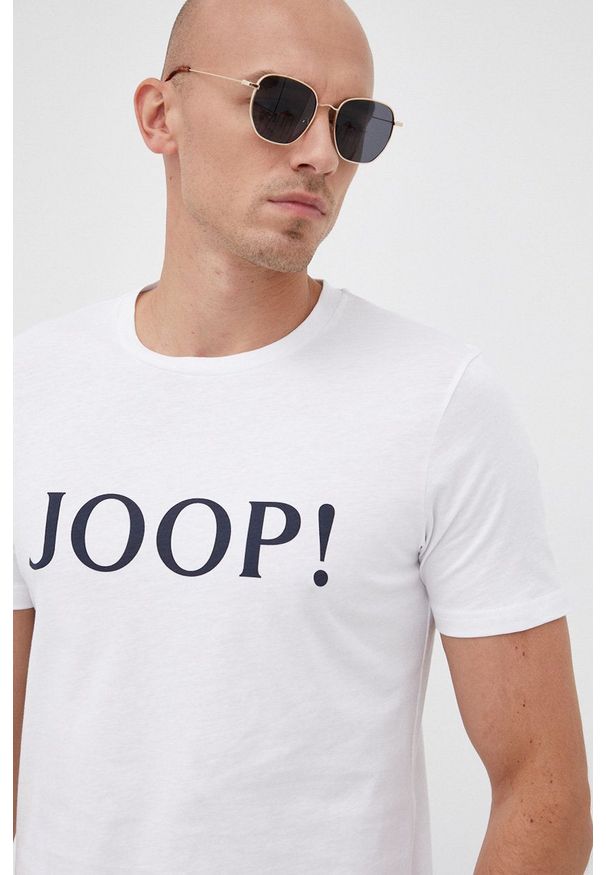 JOOP! - Joop! t-shirt bawełniany kolor szary z nadrukiem. Okazja: na co dzień. Kolor: biały. Materiał: bawełna. Wzór: nadruk. Styl: casual