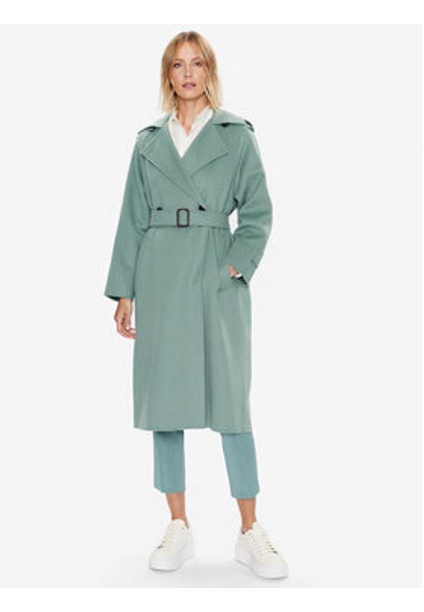 Weekend Max Mara Płaszcz wełniany Cobalto 2350110137 Zielony Regular Fit. Kolor: zielony. Materiał: wełna