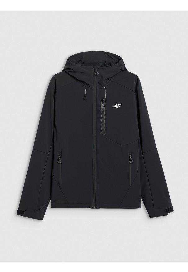 4f - 4F Kurtka softshell wiatroodporna membrana 8000 męska - czarna S. Kolor: czarny. Materiał: softshell. Technologia: Primaloft. Sport: turystyka piesza, wspinaczka