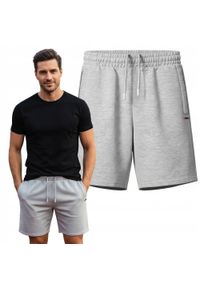 Męskie Krótkie Spodenki Dresowe (Szorty) - Pako Jeans - Popielate. Kolor: szary. Materiał: bawełna, wiskoza. Długość: krótkie. Sezon: lato. Styl: sportowy #5