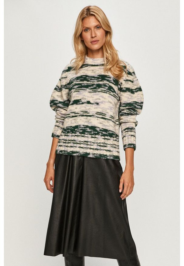 Sportmax Code - Sweter. Okazja: na co dzień. Kolor: zielony. Materiał: dzianina. Długość rękawa: długi rękaw. Długość: długie. Wzór: ze splotem. Styl: casual