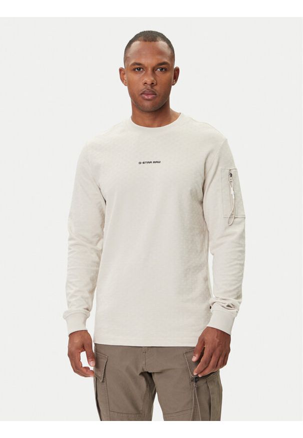 G-Star RAW - G-Star Raw Longsleeve Checquard D26033-D965 Beżowy Regular Fit. Kolor: beżowy. Materiał: bawełna. Długość rękawa: długi rękaw