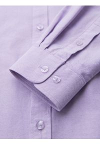Ombre Clothing - Bawełniana męska pastelowa koszula typu oxford – lawendowa V2. Kolor: fioletowy. Materiał: bawełna. Wzór: aplikacja, ze splotem. Styl: klasyczny, elegancki #11