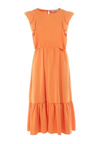 Born2be - Pomarańczowa Sukienka Klymamia. Kolor: pomarańczowy. Materiał: tkanina. Długość rękawa: bez rękawów. Wzór: gładki, jednolity. Styl: elegancki. Długość: midi #6
