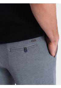 Ombre Clothing - Męskie spodenki wykonane z dwukolorowej melanżowej dzianiny - granatowe V1. Okazja: na co dzień. Kolor: niebieski. Materiał: dzianina. Wzór: melanż. Styl: casual #5