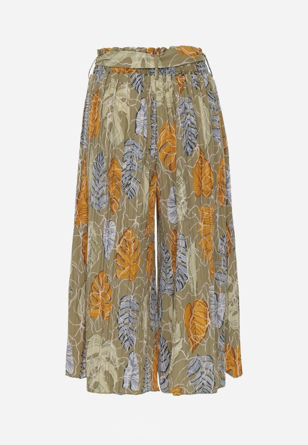 Renee - Jasnozielone Spodnie Szwedy z Bawełną High Waist Wykończone Gumką w Talii Pasefia. Okazja: do pracy, na co dzień. Stan: podwyższony. Kolor: zielony. Materiał: bawełna. Styl: elegancki, casual