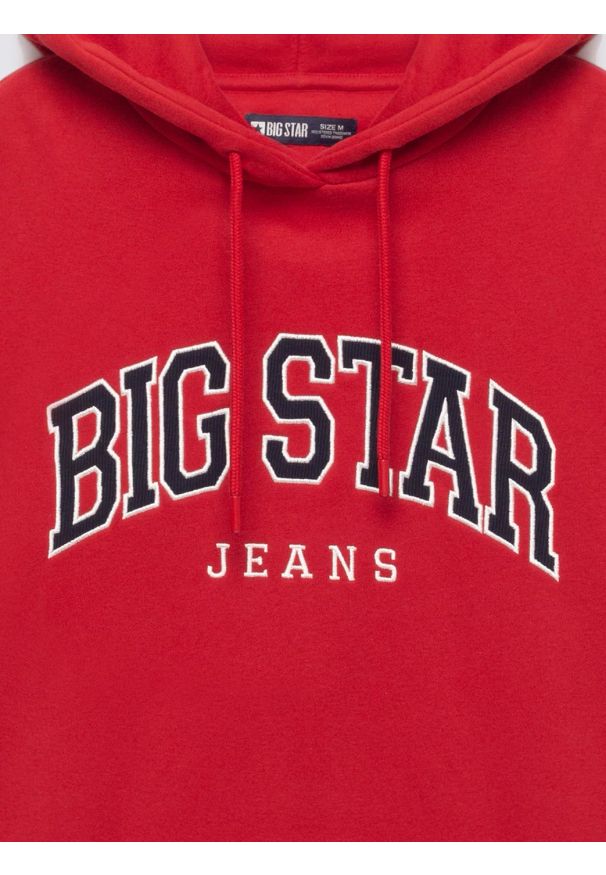 Big-Star - Bluza damska z kapturem z logo BIG STAR czerwona Rubialssa 603. Typ kołnierza: kaptur. Kolor: czerwony. Materiał: dzianina. Wzór: aplikacja