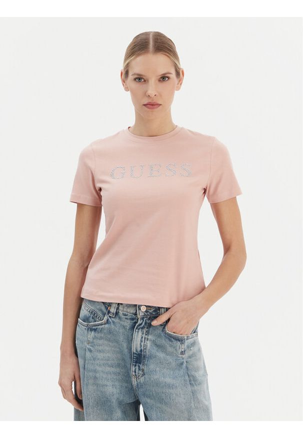 Guess T-Shirt V6RI20 J1314 Różowy Regular Fit. Kolor: różowy. Materiał: bawełna