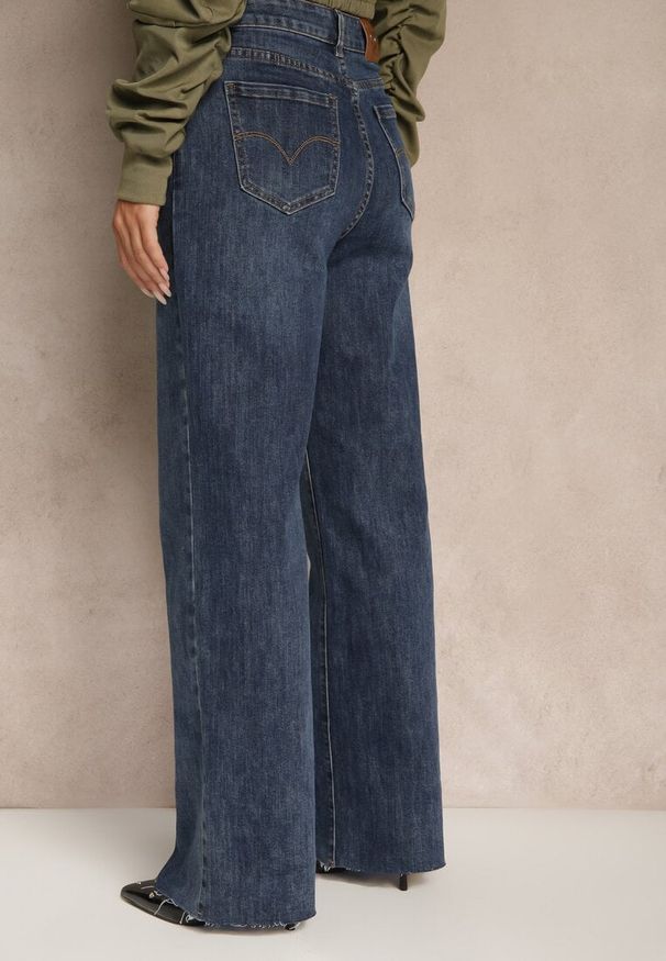 Renee - Niebieskie Jeansy High Waist o Szerokim Kroju Orrisalla. Okazja: na co dzień. Stan: podwyższony. Kolor: niebieski. Styl: casual