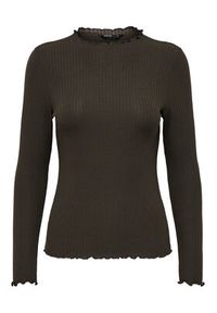 only - ONLY Bluzka Emma 15180040 Brązowy Slim Fit. Kolor: brązowy. Materiał: syntetyk #6