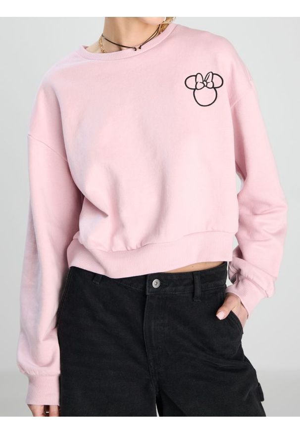 Sinsay - Bluza z długim rękawem Minnie Mouse - różowy. Kolor: różowy. Długość rękawa: długi rękaw. Długość: długie. Wzór: motyw z bajki