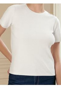 Sinsay - Koszulka z krótkim rękawem - kremowy. Kolor: kremowy. Długość rękawa: krótki rękaw. Długość: krótkie #1