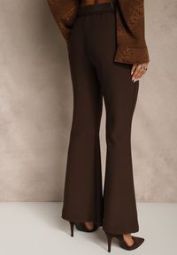 Renee - Brązowe Spodnie Flare z Wiskozy i Bawełny z Paskiem w Kowbojskim Stylu Tusiera. Kolor: brązowy. Materiał: bawełna, wiskoza. Wzór: haft. Styl: boho #5