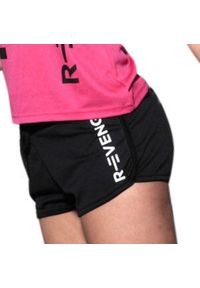 R-EVENGE - Szorty damskie Fitness, czarny. Kolor: czarny. Materiał: poliester. Długość: krótkie. Sport: fitness