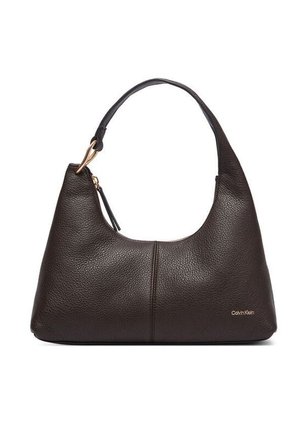 Calvin Klein Torebka Slouchy Leather Shoulder Bag LV04F3657G Brązowy. Kolor: brązowy. Materiał: skórzane