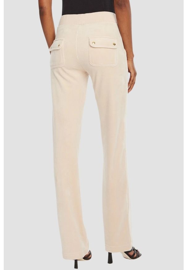 Juicy Couture - JUICY COUTURE Piaskowe damskie spodnie dresowe Del Ray Gold, Rozmiar S. Kolor: beżowy. Materiał: dresówka