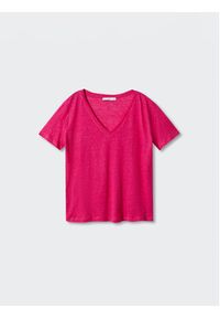 mango - Mango T-Shirt Linito 57010263 Różowy Regular Fit. Kolor: różowy. Materiał: len #5