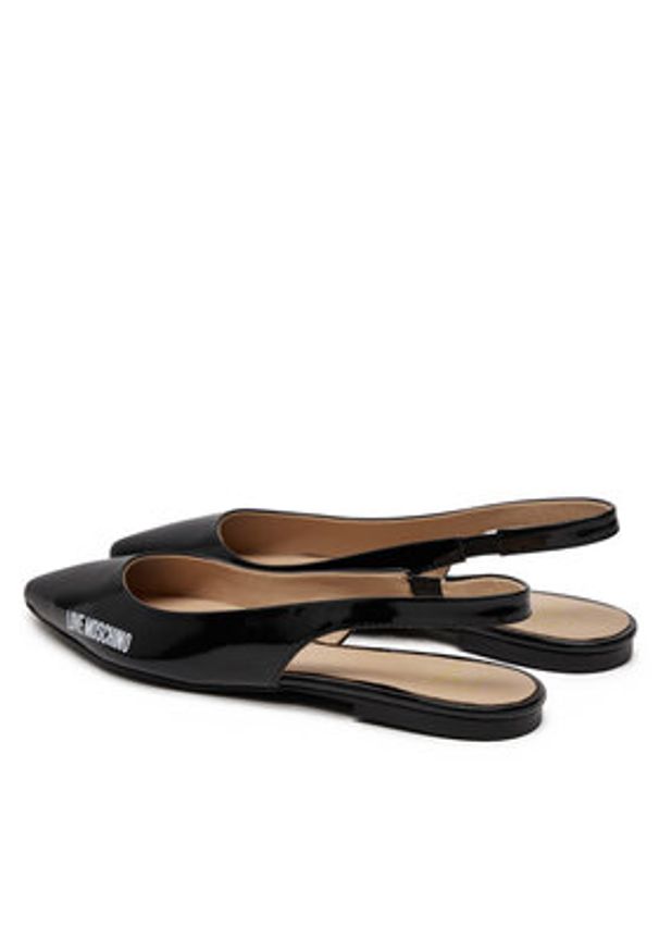 Love Moschino - LOVE MOSCHINO Baleriny JA11021G1MIH0000 Czarny. Kolor: czarny. Materiał: lakier, skóra