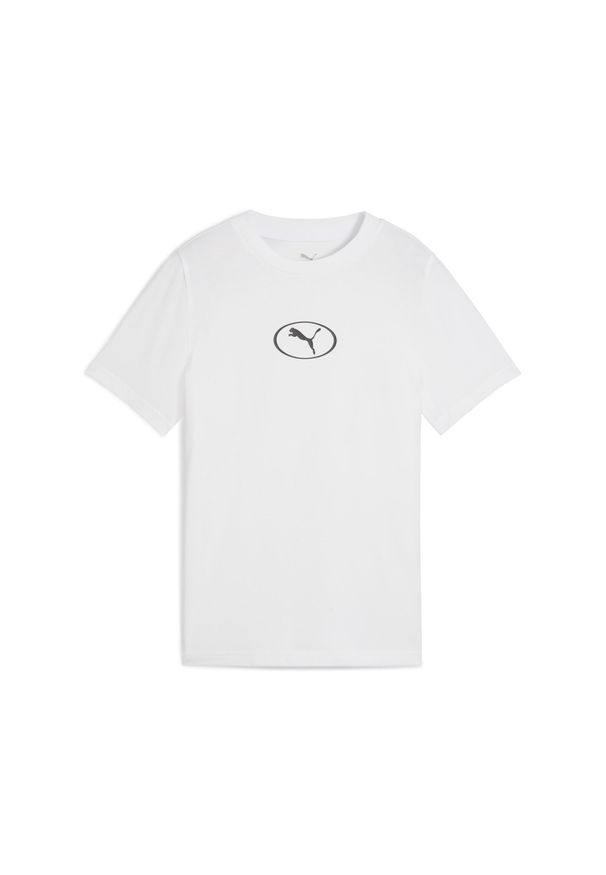 Puma - Młodzieżowa koszulka PUMA Sport z prążkowanym kołnierzem PUMA. Kolor: biały. Materiał: prążkowany. Sport: joga i pilates