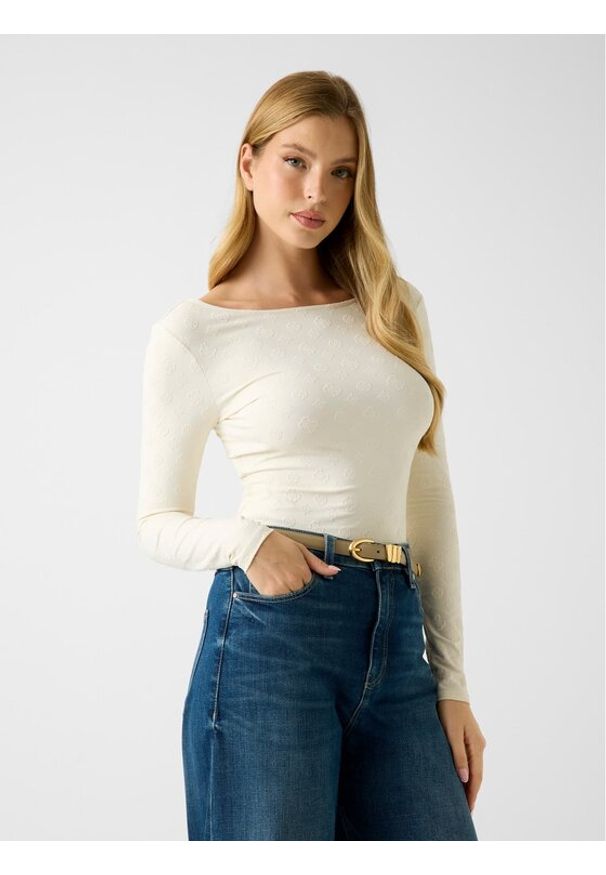 Guess Bluzka W6RP46 KA660 Écru Regular Fit. Materiał: syntetyk