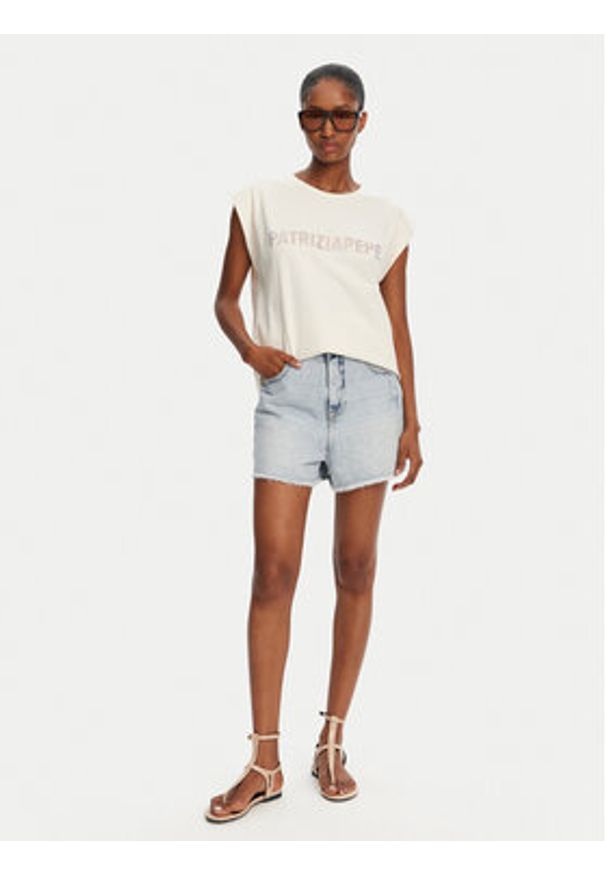 Patrizia Pepe T-Shirt 2M4418/J295-B823 Beżowy Regular Fit. Kolor: beżowy. Materiał: bawełna