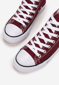 Born2be - Bordowe Trampki Shyryna. Nosek buta: okrągły. Kolor: czerwony. Materiał: guma, materiał. Szerokość cholewki: normalna. Wzór: aplikacja. Obcas: na płaskiej podeszwie #3