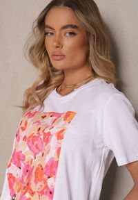 Renee - Biały T-shirt Ozdobione Aplikacją 3D Vleffia. Okazja: na co dzień. Kolor: biały. Materiał: jeans. Wzór: aplikacja. Styl: elegancki, casual #4
